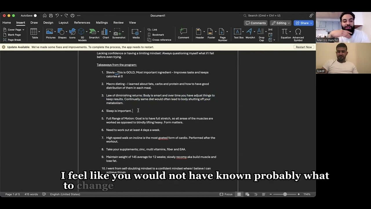 Syed — Huncho program testimonial